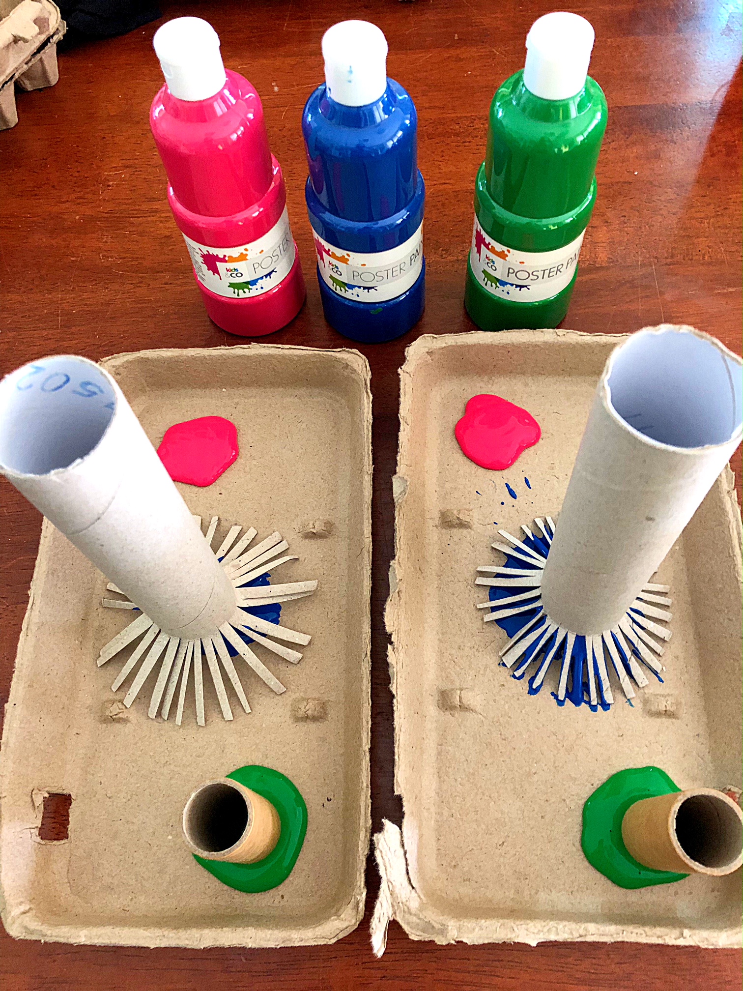 Painting with Recycled Cardboard Tubes