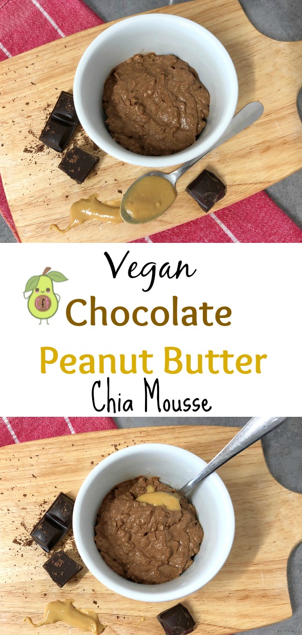 Vegan Chocolate and Peanut Butter Chia Mousse; beautifully creamy and delicious. Not to mention so easy to make you could practically do it with you eyes closed! No mixers or food processors, just a jar, a fork and a tablespoon. Easy!