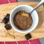 Vegan Chocolate and Peanut Butter Chia Mousse; beautifully creamy and delicious. Not to mention so easy to make you could practically do it with you eyes closed! No mixers or food processors, just a jar, a fork and a tablespoon. Easy!