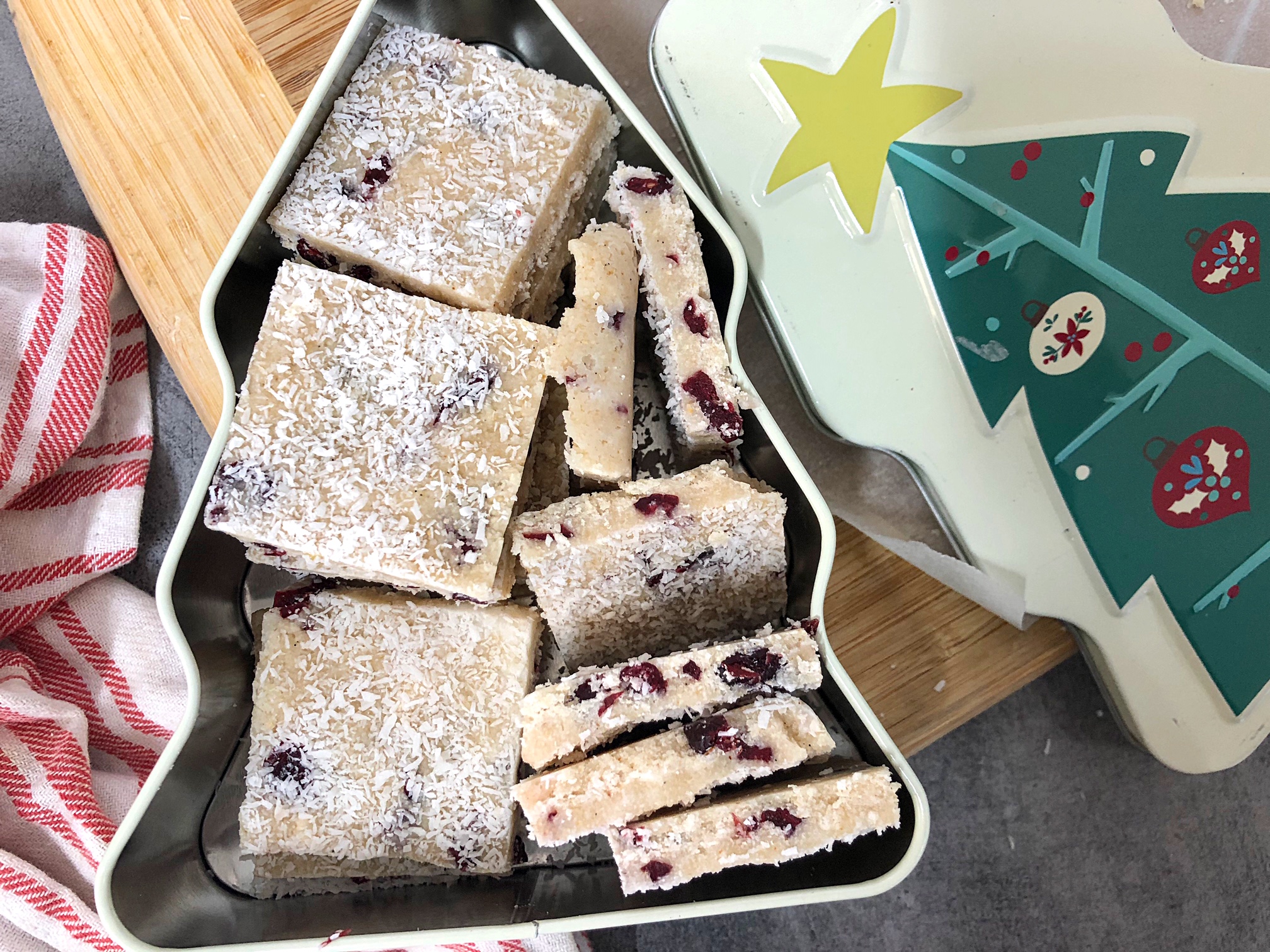 Coconut and Cranberry Christmas Slice - Cooking Fatty Favourites