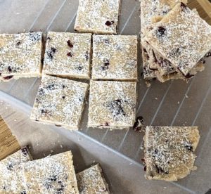 Coconut and Cranberry Christmas Slice; A delicious, healthier version of the traditional White Christmas Slice.
