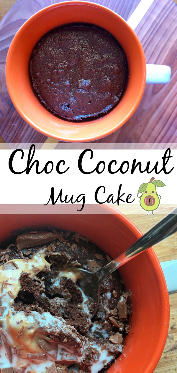 Choc Coconut Mug Cake; Perfect to satisfy that late night dessert craving, quickly! (gluten free)