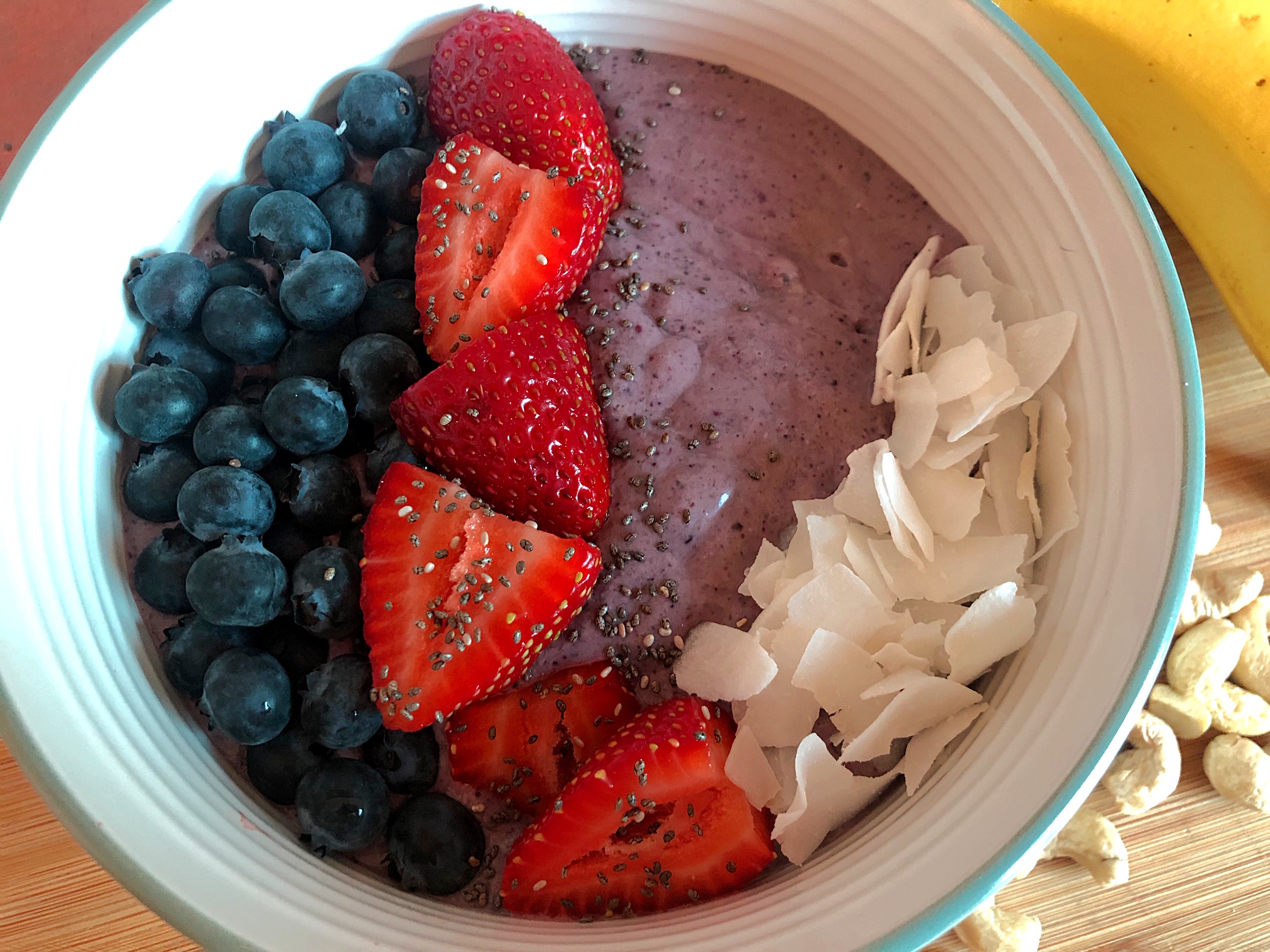 Berry, Cashew, Coconut Smoothie Bowl