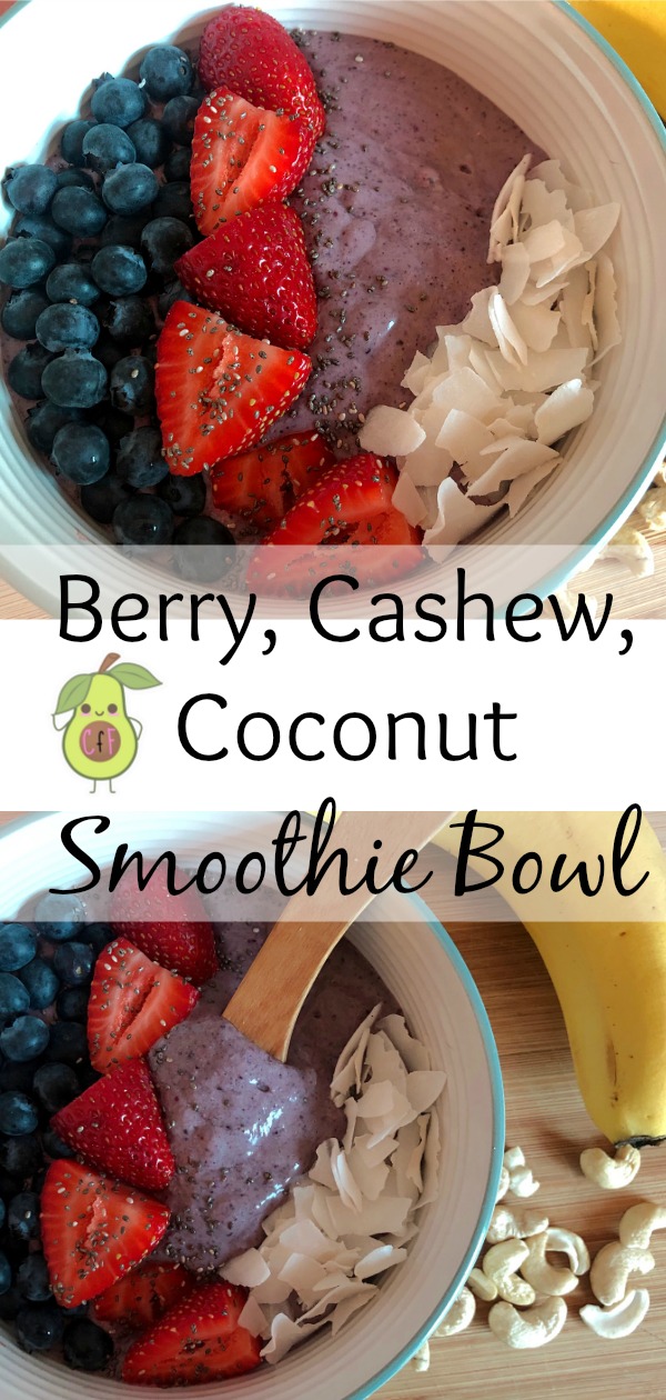 Berry, Cashew, Coconut Smoothie Bowl; The perfect breakfast on a hot Summer's morning.