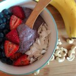 Berry, Cashew, Coconut Smoothie Bowl; The perfect breakfast on a hot Summer's morning.