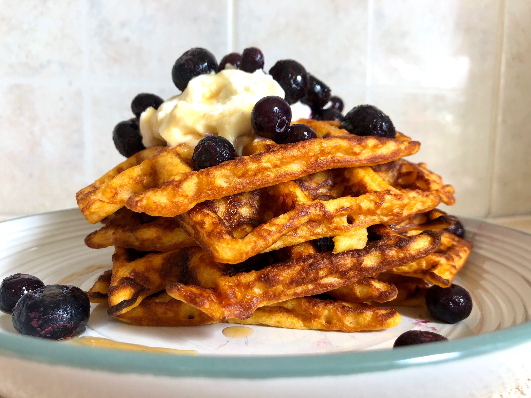 These delicious Sweet Potato Waffles are the perfect healthy fat, healthy carb meal option for breakfast, lunch or dinner!