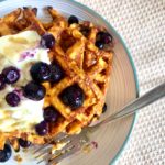 These delicious Sweet Potato Waffles are the perfect healthy fat, healthy carb meal option for breakfast, lunch or dinner!